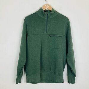 Tasc performance green quarter zip sweatshirt organic cotton and bamboo blend. M